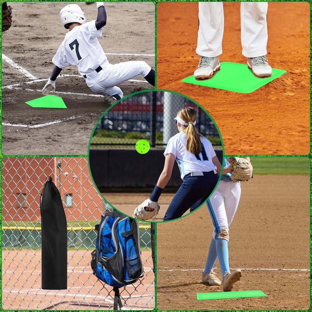 Skiennix Glow-In-The-Dark Baseball Home Plate Set - 5 Pieces with Carrying Bag & 4 Pickleballs