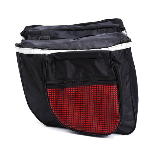 Keenso Double Rear Bag, Large Capacity Side Bags for Outdoor Riding, Camping, 25L, Black and Red