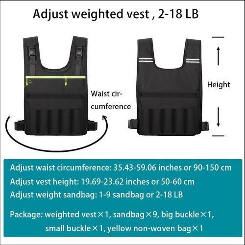 Adjustable Weighted Vest 2-18 LB, Soft and Washable to Keep Clean after Workout, Large Size Weighted Vest for Men and Women with Shoulder Pad, Chest Pocket for Phone and Keys