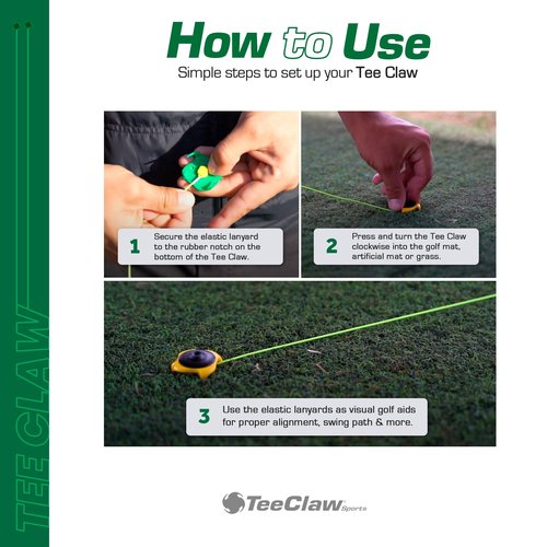 Tee Claw - Pack of 10 Lanyards for Golfing Practice - Multipurpose Training Aid, Baseball, Softball and Golf, Great Compliment to Be Used with The Outdoors and Indoors- 5 Green + 5 Yellow