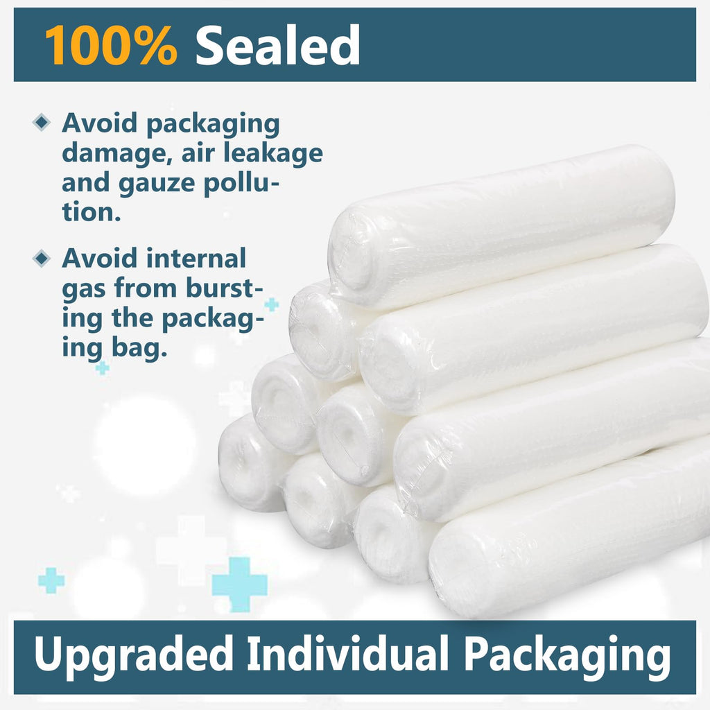 YesBes 32 Pack Gauze Rolls, 4 in x 4.1 Yards, Premium Gauze Wrap Roll for Wounds, Bandage Wrap Rolled Gauzes, Mummy Wraps, Individually Wrapped