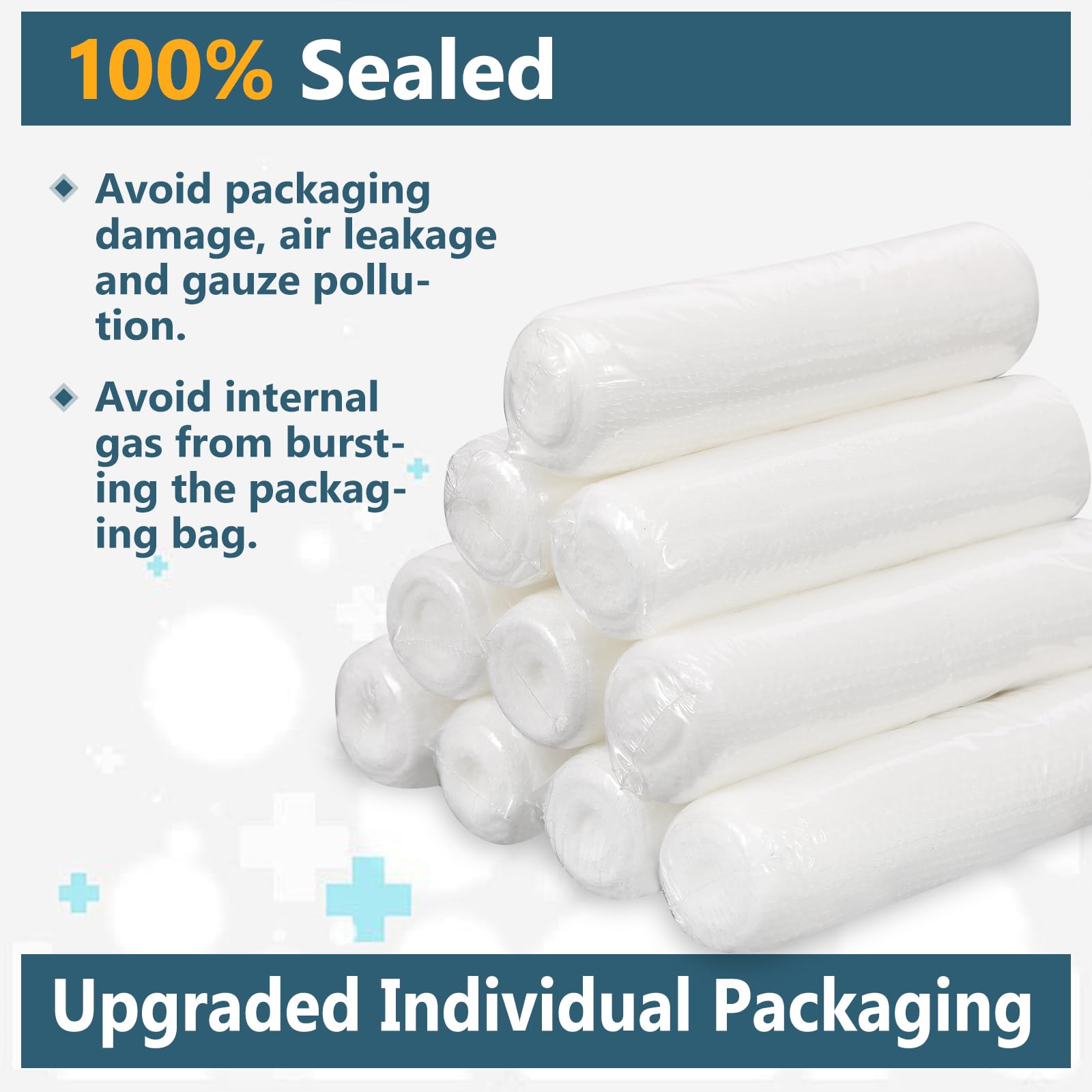 YesBes 32 Pack Gauze Rolls, 4 in x 4.1 Yards, Premium Gauze Wrap Roll for Wounds, Bandage Wrap Rolled Gauzes, Mummy Wraps, Individually Wrapped