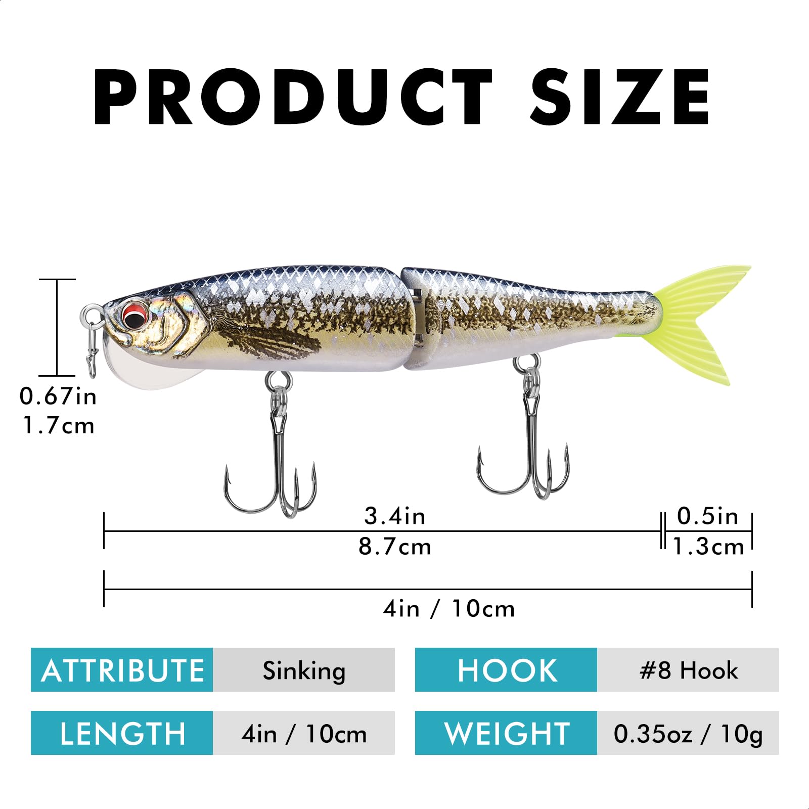 TRUSCEND Fishing Lures for Bass, Glide Baits with Vertical Tongue Design, Segmented Swimbaits Fishing Lures for Saltwater Freshwater, Slow Sinking Plugs Lures for Bass Walleye Trout Pike Musky