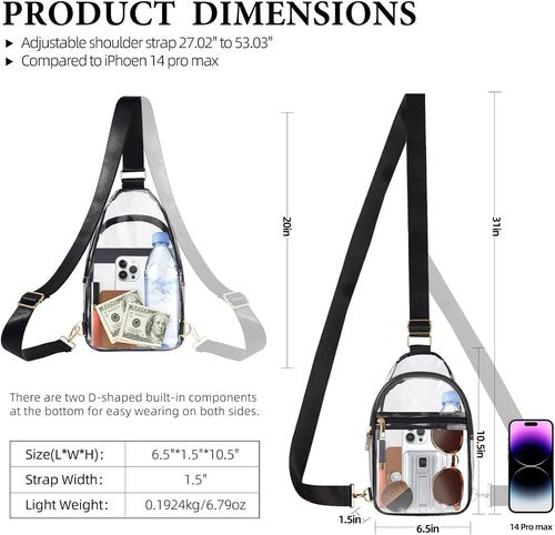 Clear Bag Stadium Approved - Clear Crossbody Purse for Concerts & Sports Events | Unisex Design