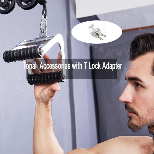 JILINWEI 1Pcs Tonal Accessories with T Lock Adapter,Tonal Gym Machine Accessories,Double D Pulldown Handle Attachments for Tonal with Special T-Lock Adapter