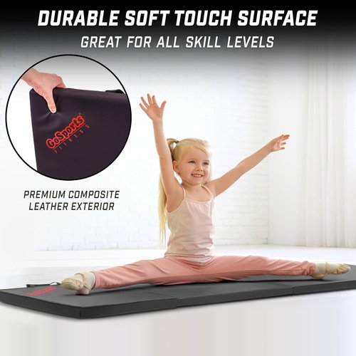 GoSports Tri-Fold Exercise Fitness Mat - 2 Inch Thick, 6 ft x 2 ft - Ideal for Workouts, Yoga, Stretching