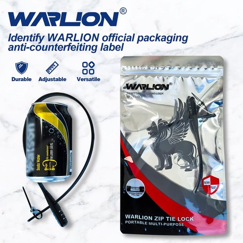 WARLION Zip Tie Lock - 3-Digit Adjustable Cable Lock, for Bike Rack, Motorcycle Helmet, Skateboard, Skis, French Door, Stroller & Cabinet - Ideal for Lightweight Security (1 Pack)