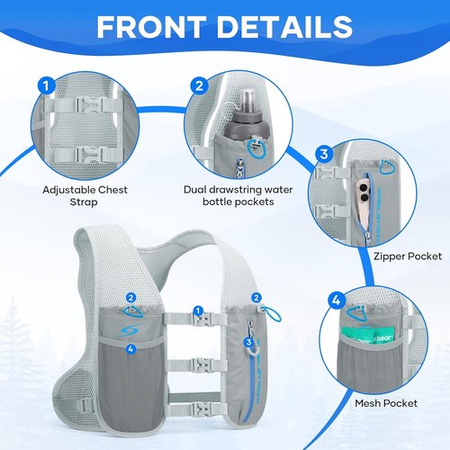 Maelstrom Running Vest - Adjustable Lightweight Hydration Pack with 500ml Soft Flask | Ideal for Trail Running, Hiking, and Cycling