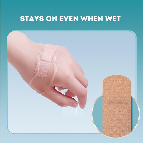 Flexible Fabric Adhesive Bandages - 100 Count Latex-Free First Aid Bandages with Non-Stick Pads for Wound Care