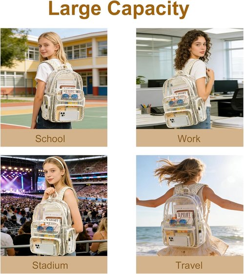 BTOOP Clear Backpack - Heavy Duty Transparent Bookbag for College & Festivals | 17" with Padded Straps