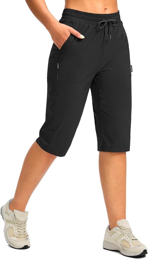 G Gradual Women's Cargo Capris - 15'' Quick Dry Hiking Shorts with Pockets for Comfort and Style