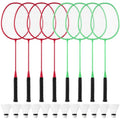 Woanger 8 Packs Badminton Rackets Set with 12 Badminton Racquets for Adult Backyard Gym Beach Outdoor(Rose Red,Light Green)