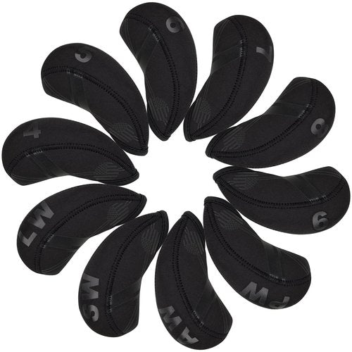 BIG TEETH Golf Iron Head Covers 10Pcs Neoprene USA Flag Golf Club Protector Multi Color Golf Club Protector (Black)