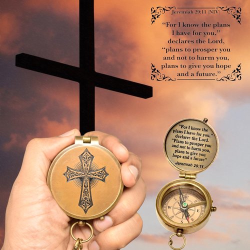 First Communion Gift for Boys and Girls, Engraved Compass, Religious Gift for Men, Jeremiah 29 11, Baptism Gifts, Birthday, Mothers Day, Fathers Day, Graduation Gift, Wedding Gifts