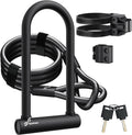 Sportneer Heavy Duty Bike U Lock - 18mm Shackle with 6ft Security Cable & Mounting Bracket | 11.5''x6.25''