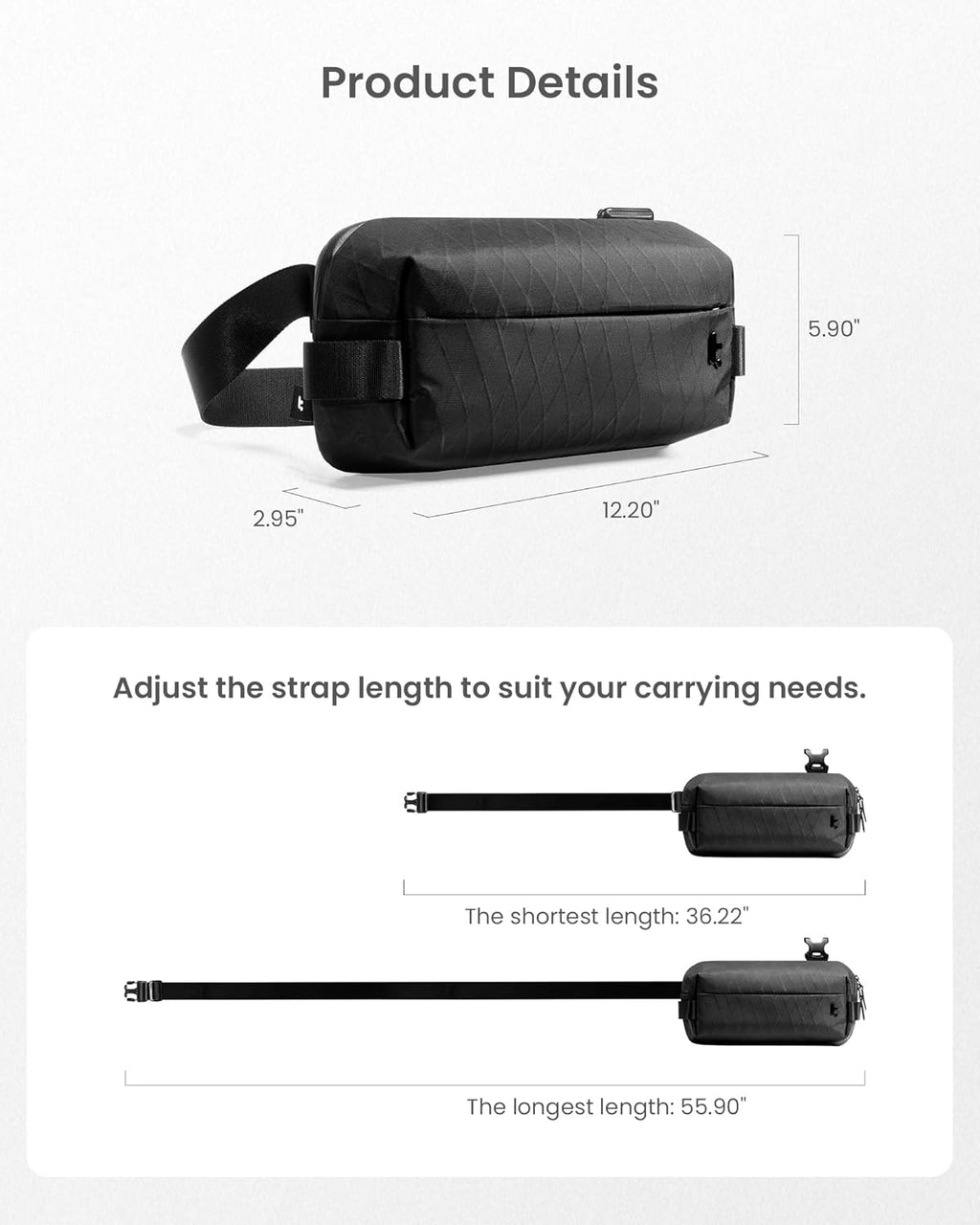 tomtoc Compact EDC Sling Bag | Versatile Minimalist Crossbody Pack for Men & Women - 3L to 10L, X-Pac/Recycled Polyester