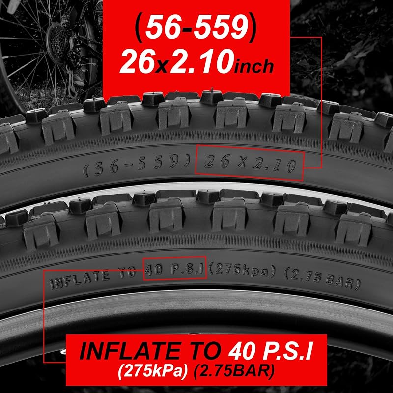 2 Pack Mountain Bike Tires with Tubes 26x2.1 Folding MTB Tires