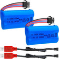 Crazepony 7.4V Li-Ion 600mAh Rechargeable Battery - SM-4P Plug & Charger Cable for RC Vehicles | 2 Pack