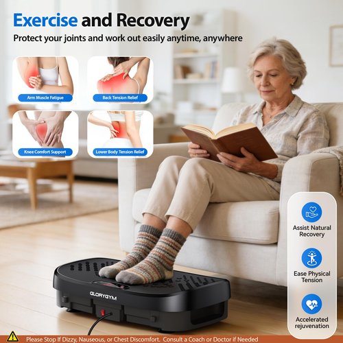 Glorygym Vibration Plate Exercise Machine - 120 Levels, 350lb Capacity, Quiet Motor with Remote Control for Home Fitness & Weight Loss