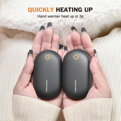 Hand Warmers Rechargeable, 2 Pack Magnetic Hand Warmer Aluminum Body Instant Heating, 5,000 mAh for a Prolonged Period Warmer, Pocket Electric Warmer for Outdoor, Camping Winter Gear