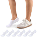 CLOSEMATE No Show Ankle Socks for Women Cushioned Low Cut Non Slip with Silicone Grips 6 Pairs(6White, Size S)