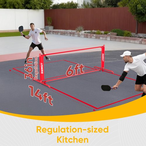 Portable Pickleball Rebounder Net with Kitchen Lines System, Tennis Ball Machine for Practice, Solo Training Net System for Dinks, Volleys & Drives, Accuracy Trainer with Carry Bag, for Backyard