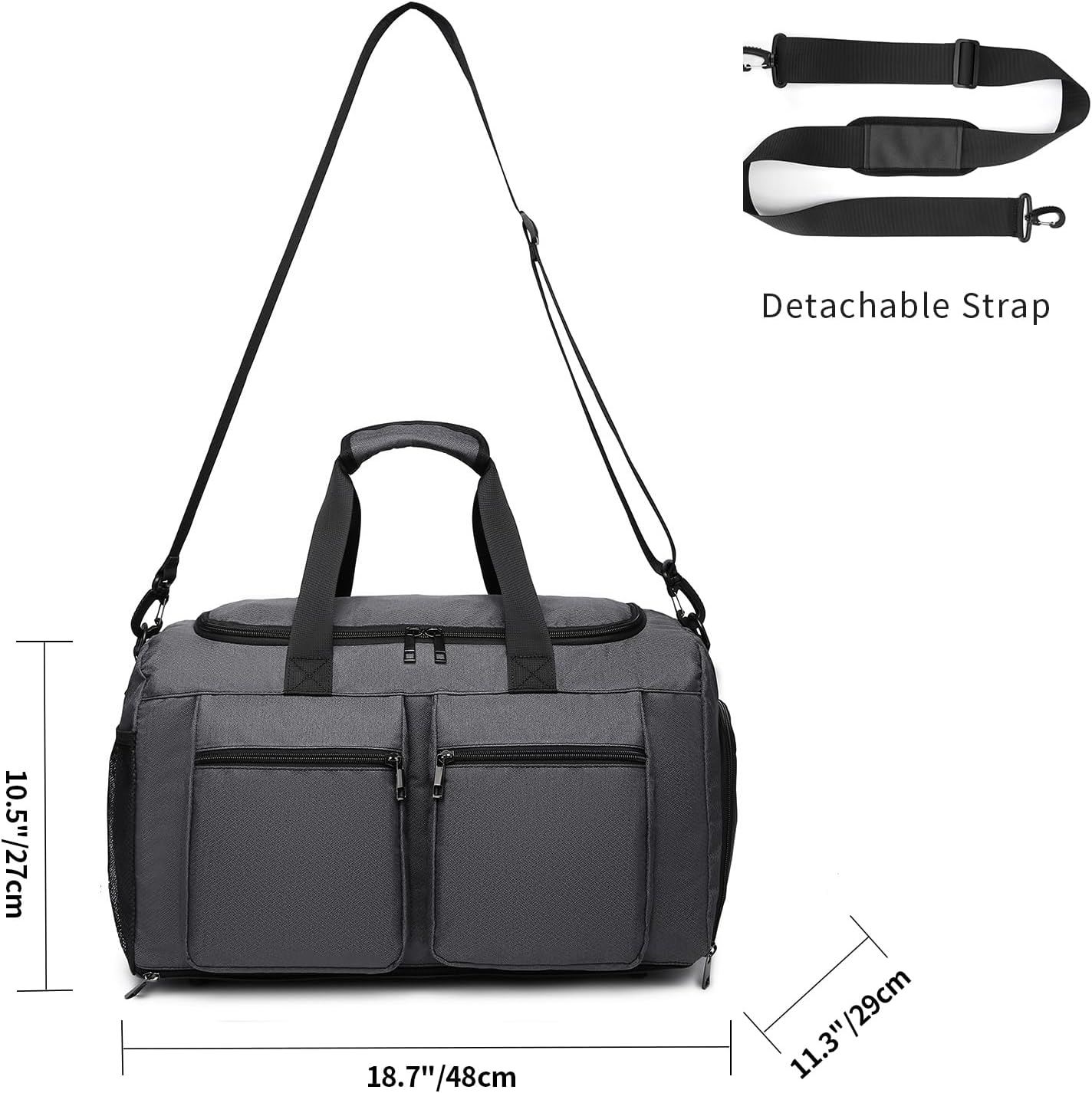 Seyfocnia Gym Duffle Bag - Versatile Travel Weekender with Wet Pocket & Shoe Compartment - Black