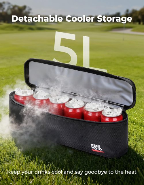 KEMIMOTO Golf Cart Storage Bag, Front Storage Basket with Insulated, Foldable Golf Cart Organizer Bag, Compatible with EZGO Club Car Precedent, Tempo, Onward, Drive2, No Drilling, Black