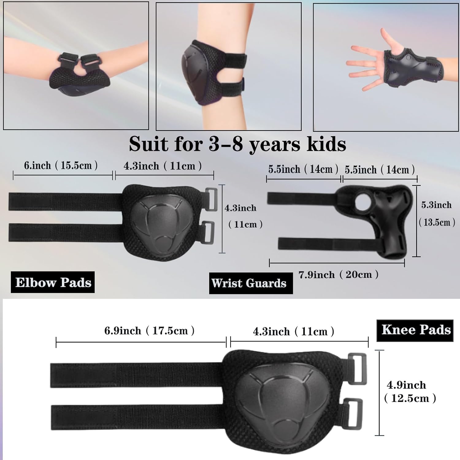 Skiennix Kids Knee & Elbow Pads Set - Adjustable Protective Gear for Ages 3-14 | Skate, Bike, Ski