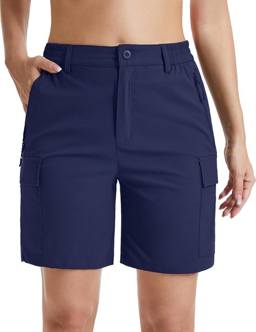 MAGCOMSEN Women's Quick-Dry Hiking Cargo Shorts - Lightweight & Trendy with 5 Pockets