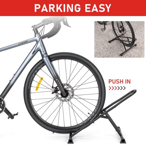 cyclists Indoor Bike Floor Stand - Bike Rack Floor Parking for Garage/Home - Bike Storage Bicycle Parking Rack Fit 20”-29” Mountain Road Bikes (For 1 Bike)