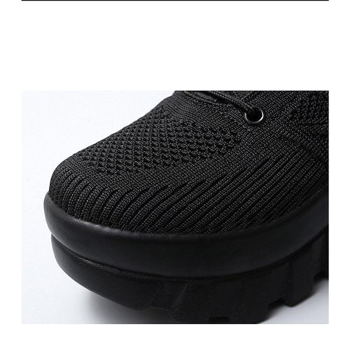 Women's Chunky Platform Comfort Orthopedic Wedge Walking Shoes Fashion Knitted Breathable Lace Up Lug Sole Casual Non-Slip Running Shoes With Arch Support (black, Adult, Women, 10, Numeric, US Footwear Size System, Medium)