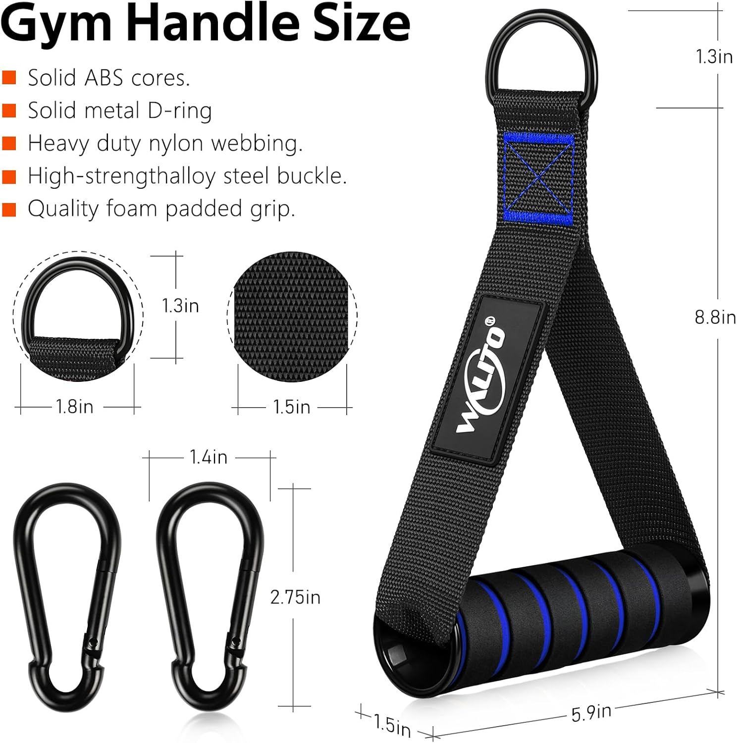 WALITO Exercise Handles - Heavy-Duty Cable Machine Attachments for Home Gym | Resistance Bands & Pilates