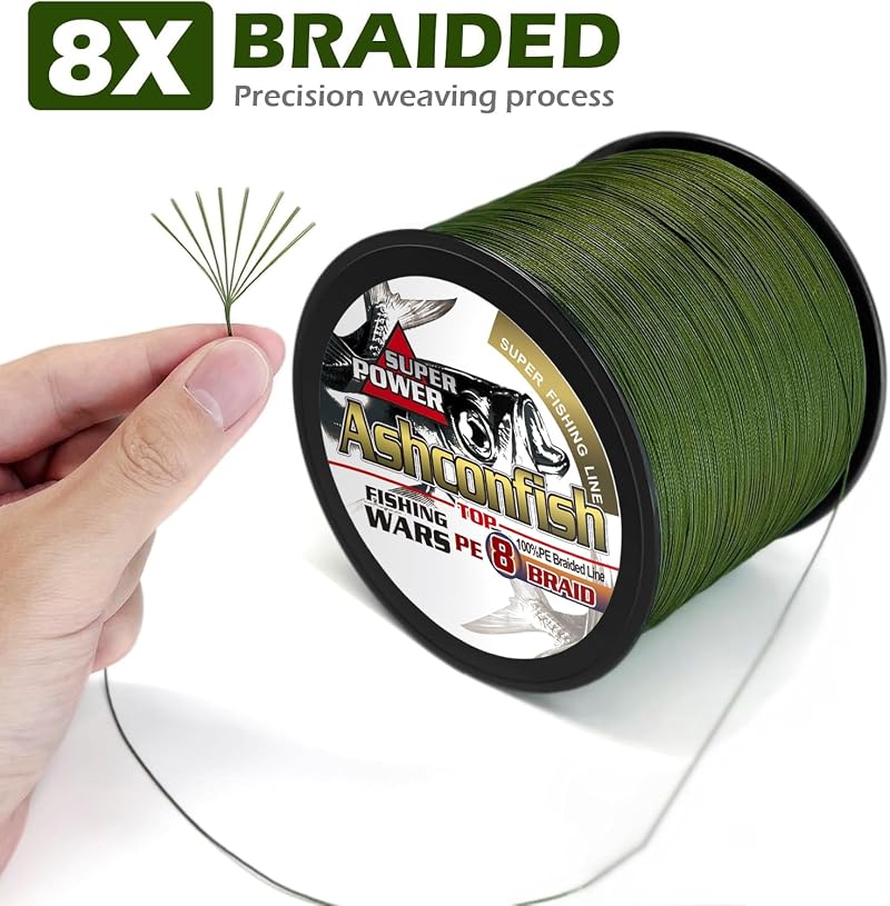 Ashconfish 8-Strand Braided Fishing Line 1000M (328Yd) Abrasion-Resistant Zero Stretch
