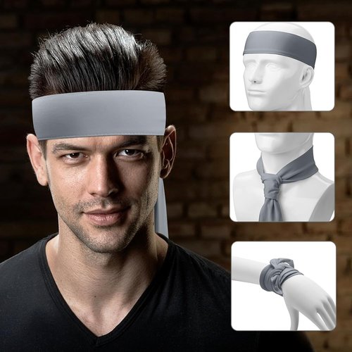 Head Ties Adjustable Sports Sweatband - 3 Pack Ninja Headbands for Men & Women | Wicking Workout Gear