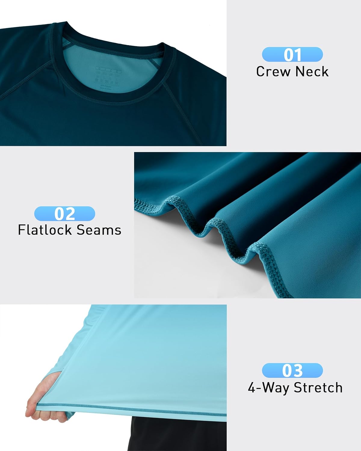 Roadbox Men's UPF 50+ Swim Shirt - Long Sleeve UV Sun Protection Rash Guard | Quick Dry SPF T-Shirt for Beach & Surfing