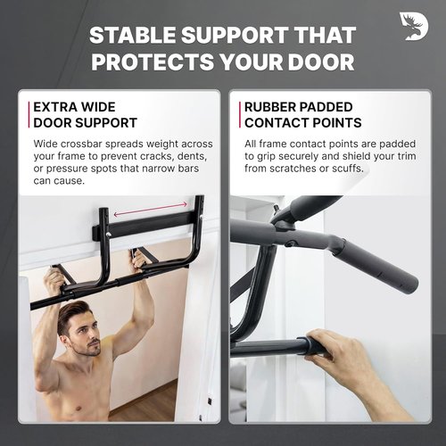 DMoose Fitness Pull Up Bar for Doorway - 250 Lbs Capacity | No Screws, Padded Grips & Easy Installation