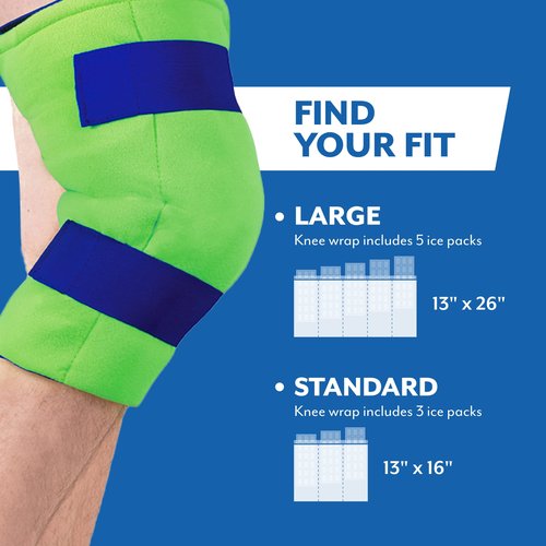 Brownmed Polar Ice Large Knee Wrap - Wearable Cold Therapy Ice Pack for Pain Relief & Recovery - Large