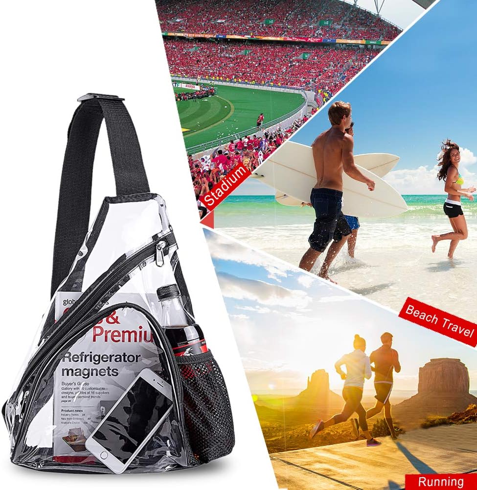Skiennix Clear PVC Sling Bag - Stadium Approved Crossbody Backpack for Events | Lightweight & Durable