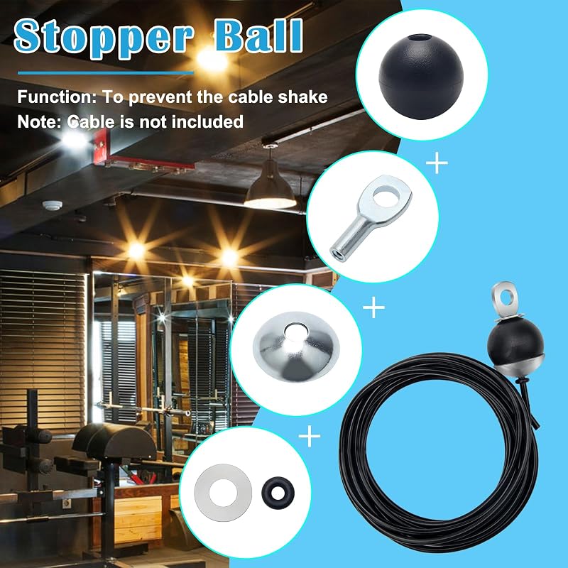 17Pcs Cable Attachments for Gym – 5mm Rope Pulley Replacement Kit with Gravity Balls & Terminals