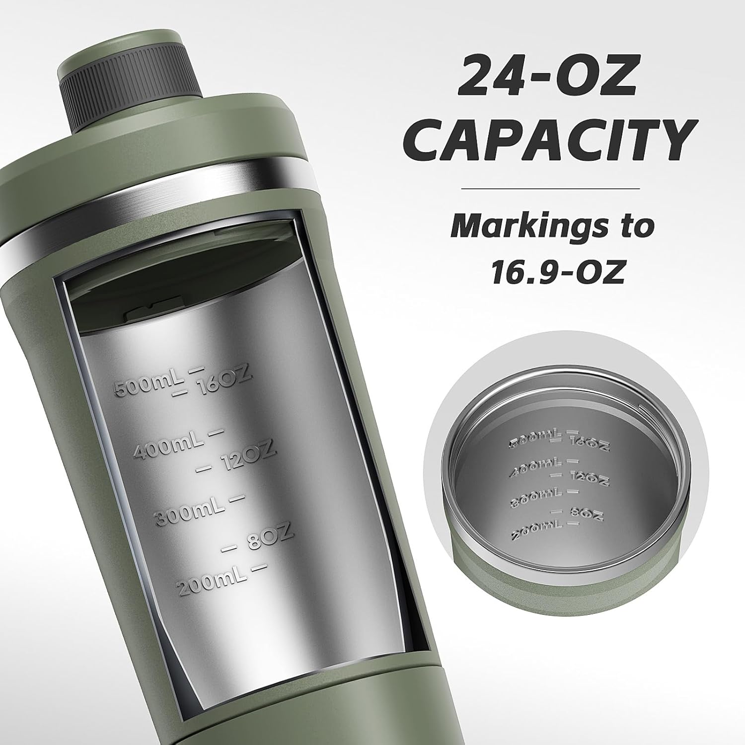PROCHAIN Insulated Stainless Steel Shaker Bottle - Leak-Proof Twist Lock Lid, 24 oz for Protein Shakes & Gym Use
