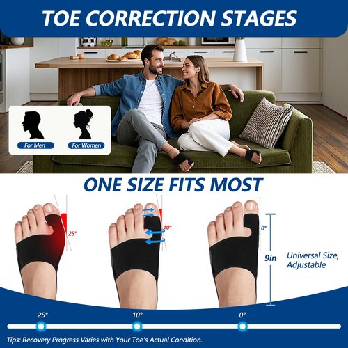 TISMOD 2 Pack Bunion Corrector,Big Toe Straightener for Women & Men, Adjustable, Breathable Splint for Hallux Valgus Pain Reduce，,Fits Left/Right Feet