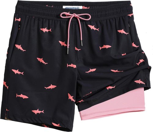 Maamgic Men's Swim Trunks - 2 in 1 7 Inch Board Shorts for Ultimate Comfort and Style