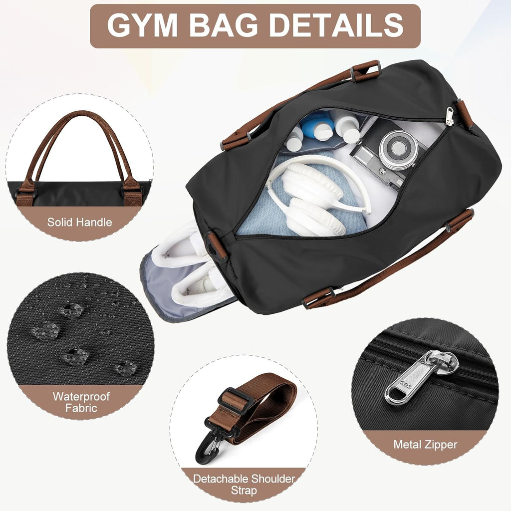 Skiennix Gym Bag - Versatile Sports Duffle with Shoe Compartment | Black & Brown Options for Travel and Workouts