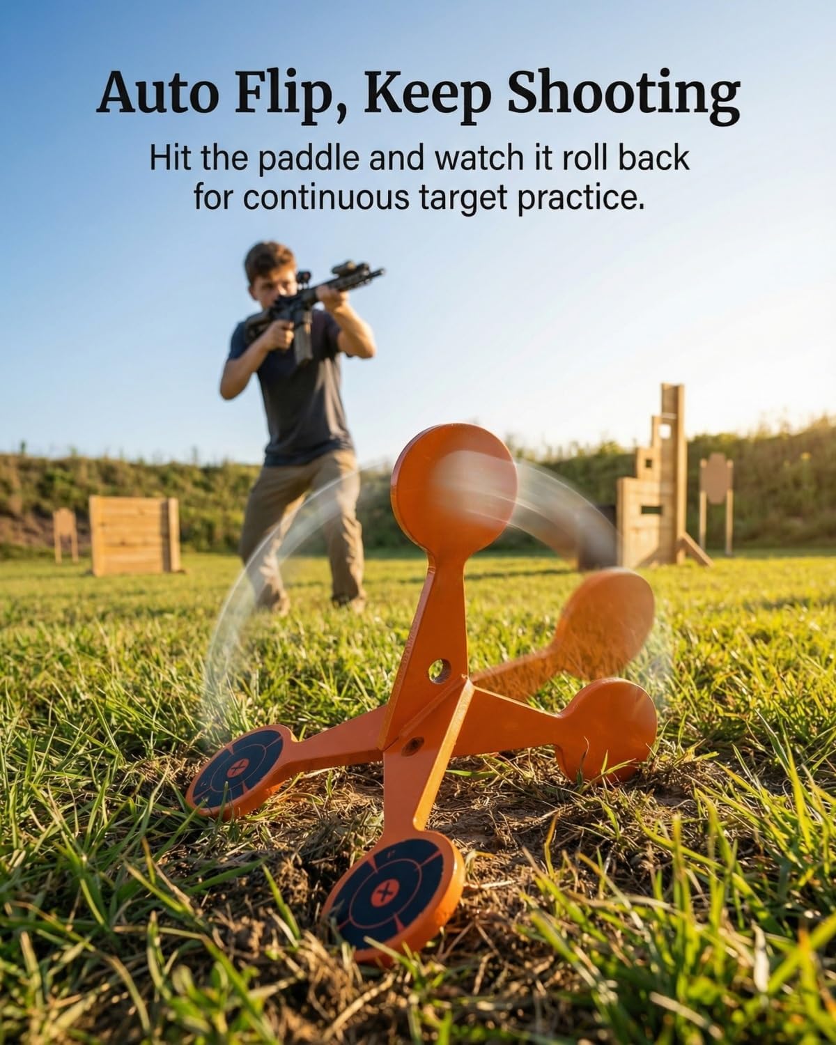 Regine Switzerland Spinning Shooting Target - Portable Metal Flip Roller with 10 Splash Paper Sheets