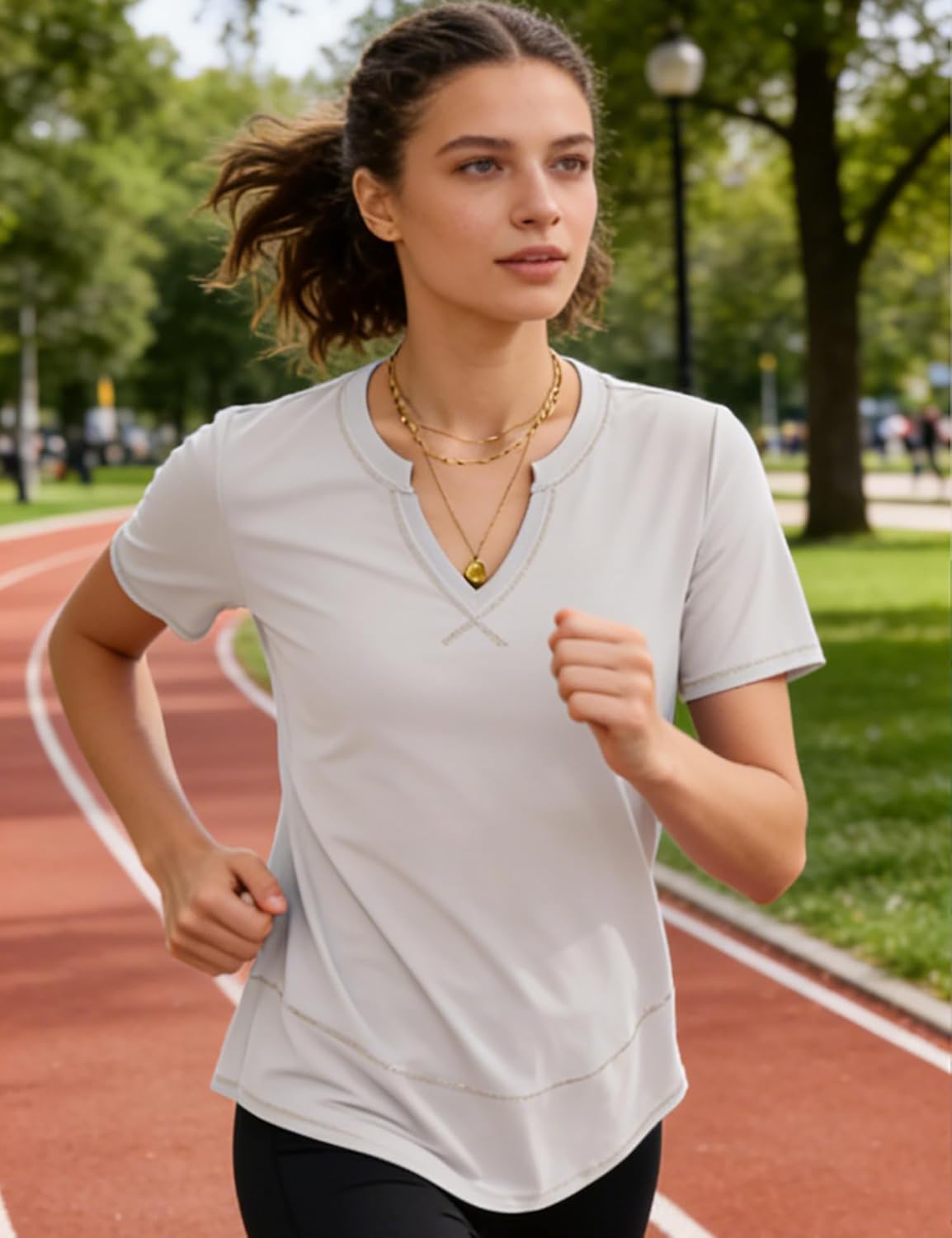 TCOT Workout Tops - Women's V-Neck Short Sleeve Athletic T-Shirts for Yoga & Hiking