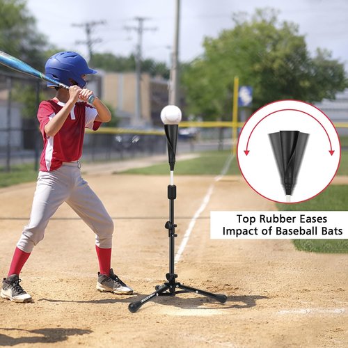 BaseGoal Kids Baseball Tee - Adjustable Height Batting & Softball Hitting Tee | Perfect for Teeball