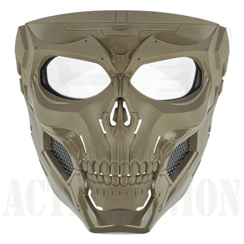ACTIONUNION Airsoft Mask Full Face Skull Balaclava Face Mask Men Skeleton Mask Tactical Protective Paintball Mask Cosplay Costume (Tan)