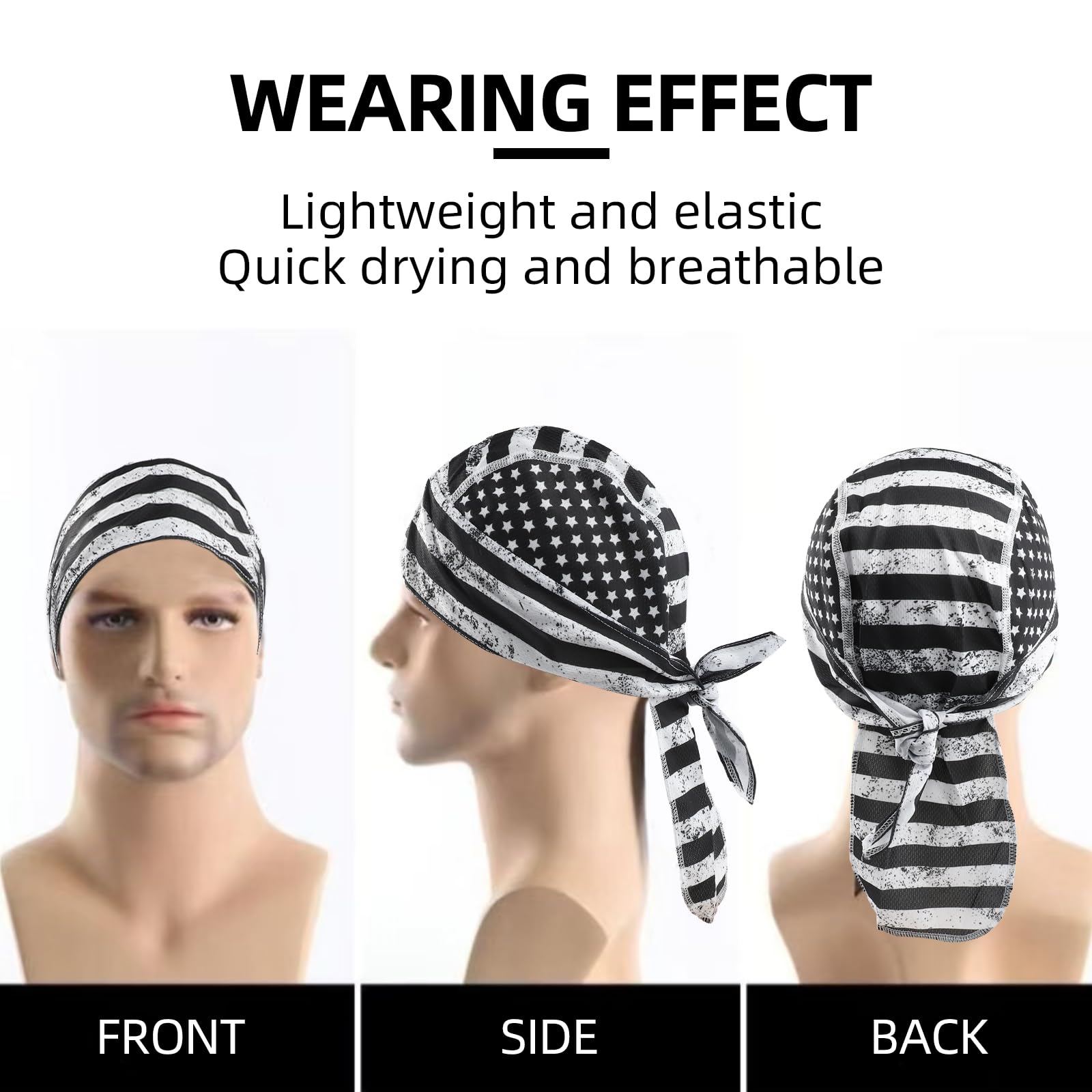 Sdfvsdg 8 Pack Do Rag Skull Caps for Men Cap Bandana Hat Sweat Wicking Cooling Helmet Liner Cycling Beanie Head Wraps Rag Multicoloured