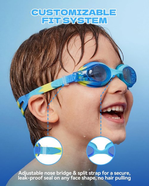 Aegend Swim Goggles for Kids - Anti-Fog Comfort Fit for Boys & Girls Ages 3-8 | Stylish Design